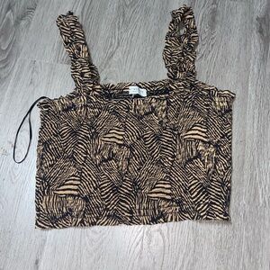 Paper Crane Black and Tan Crop Top